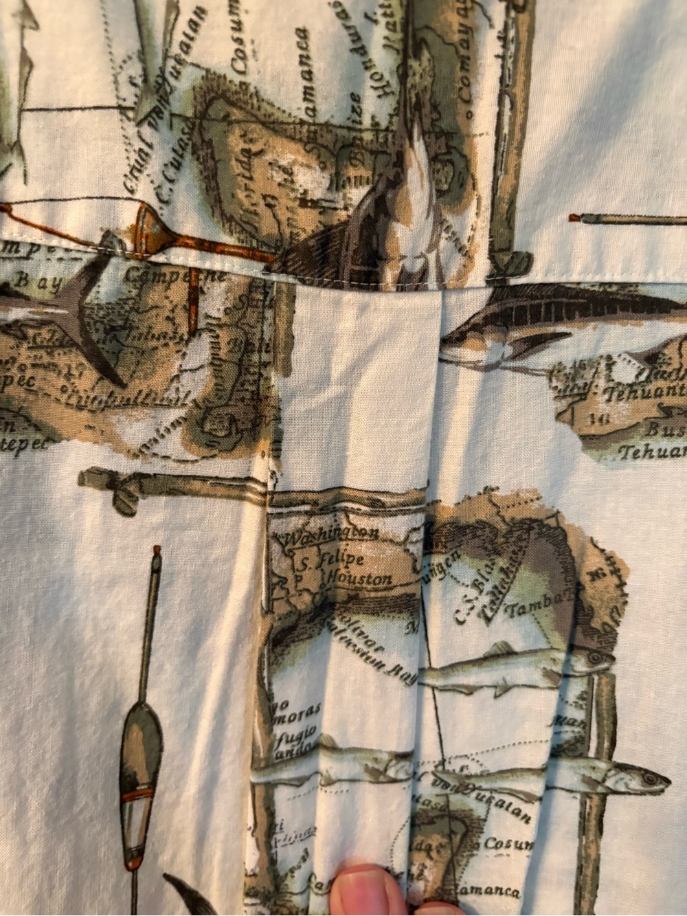 Monte Carlo Men’s Vintage Style Fishing Map Print Short Sleeve Shirt - Picture 11 of 12